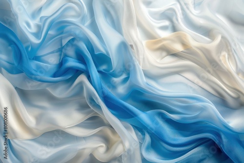 Cascading Blue and White Silk Sheets