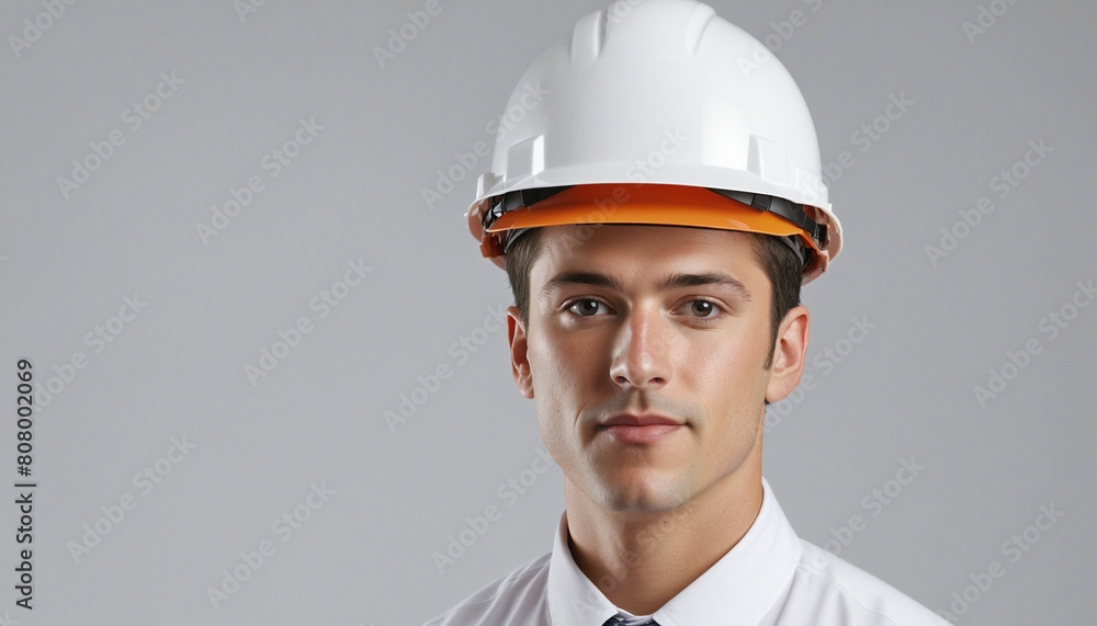 Professional Engineer wearing a protective hard hat while supervising a team of workers at a manufacturing factory Professional Engineer wearing a protective hard hat while supervising a team of workers at a manufacturing factory