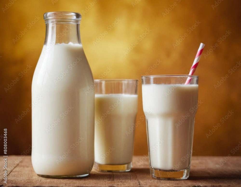 A glass of milk is poured into a glass A glass of milk is poured into a glass
