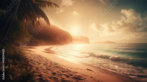 Serene Sunset at a Secluded Tropical Beach