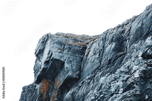 Rock cliff on white background.