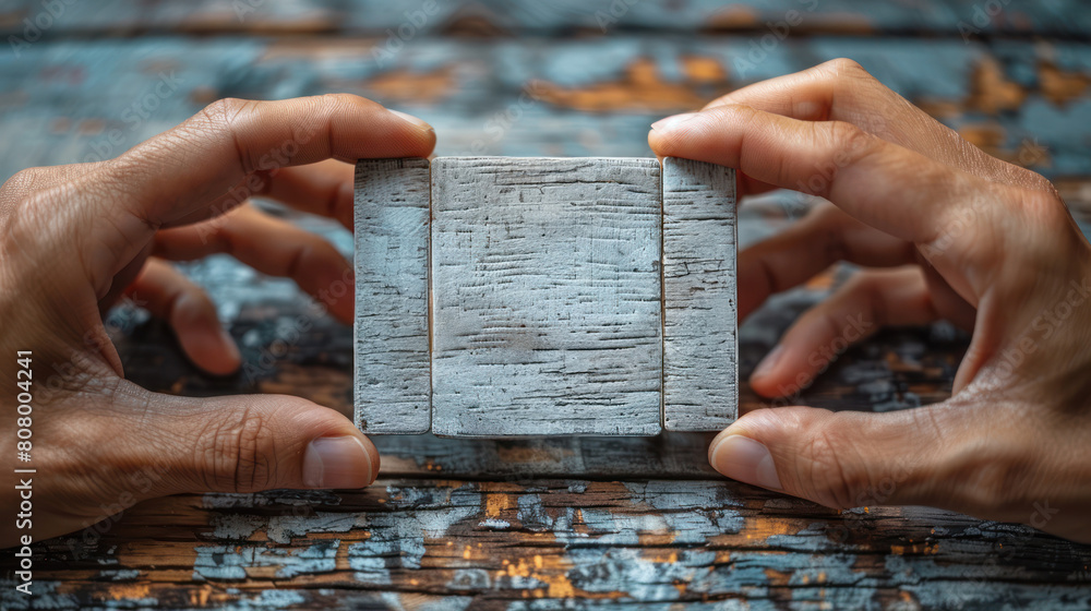 Two Hands Holding a Piece of a Puzzle Two Hands Holding a Piece of a Puzzle