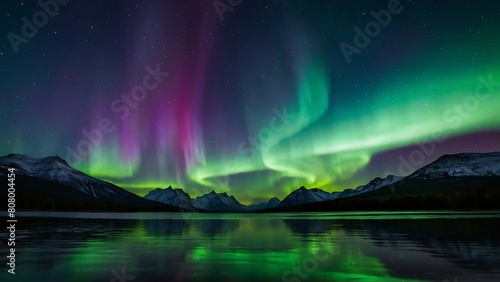 aurora borealis over the lake