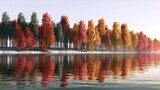Serene Autumn Lake with Colorful Trees Reflection