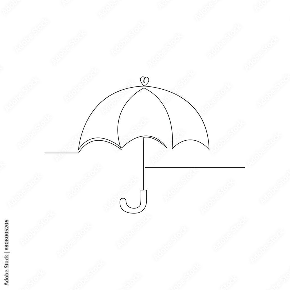 Vector continuous single liner art illustrationof umbrella concept of safety and security Vector continuous single liner art illustrationof umbrella concept of safety and security