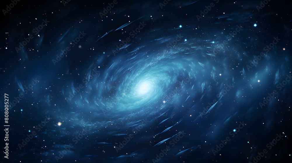 Digital galaxy in blue with stars and spirals in space graphic poster web page PPT background