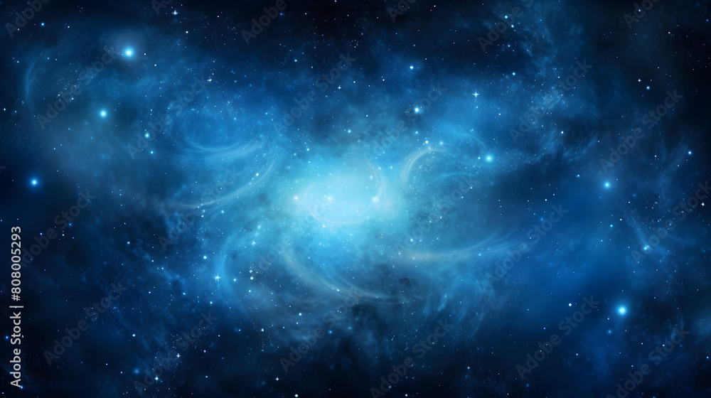 Digital galaxy in blue with stars and spirals in space graphic poster web page PPT background
