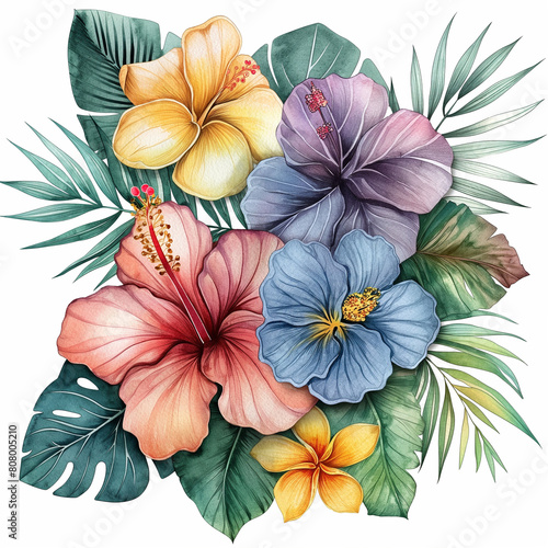 Wallpaper Mural A colorful bouquet of flowers with a tropical theme Torontodigital.ca