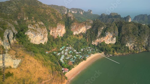 Aerial view of Pai Plong Beach in Ao Nang, Krabi, Thailand photo