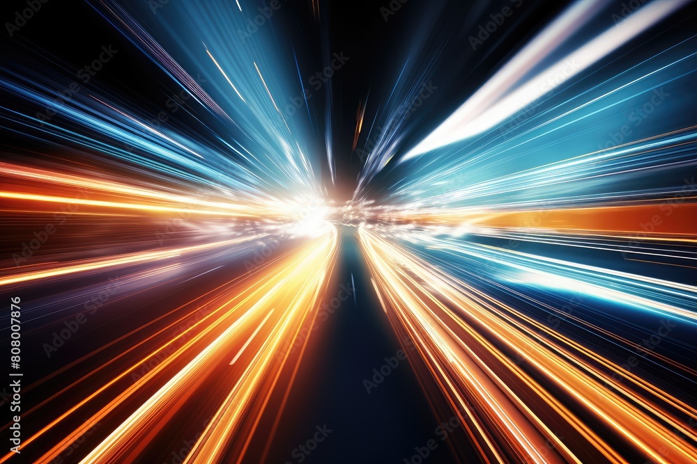 High-Speed Light Trails on Dark Background High-Speed Light Trails on Dark Background