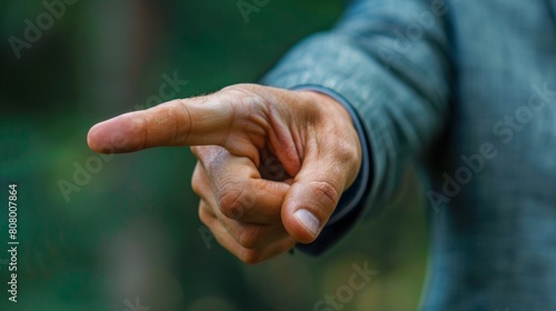 A man pointing at something with his finger in a picture, AI