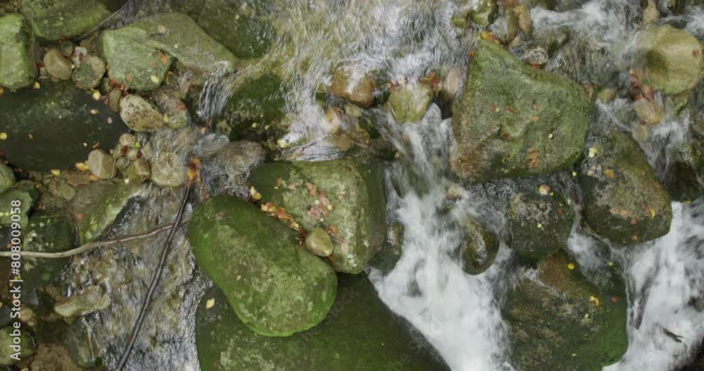 beautiful mountain stream in a green autumn forest (aerial shot) beautiful mountain stream in a green autumn forest (aerial shot)