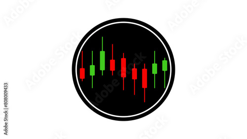 Trade stock trading emblem, flat color illustration