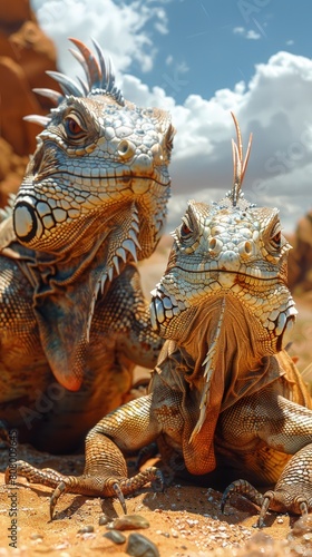 Desert iguana on hot sands  heat lover  enduring.