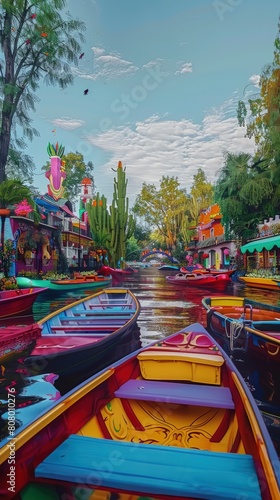 Exploring the floating gardens of Xochimilco in Mexico City, colorful boats, cultural heritage.