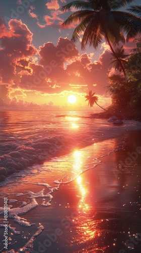 Fijian kokoda, beachside, tropical sunset, festive, colorful. © Gefo