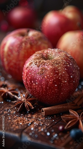 Ground cinnamon, aromatic and sweet, dusted over apples.