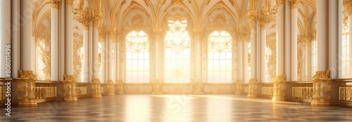 Majestic Golden Sunlight in Luxurious Ballroom