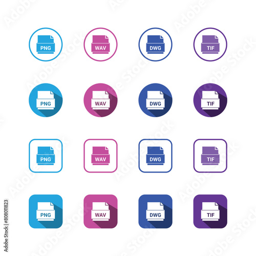 Collection of Icons set, flat colored with shadows. Thin line icons set. Flat vector illustration 