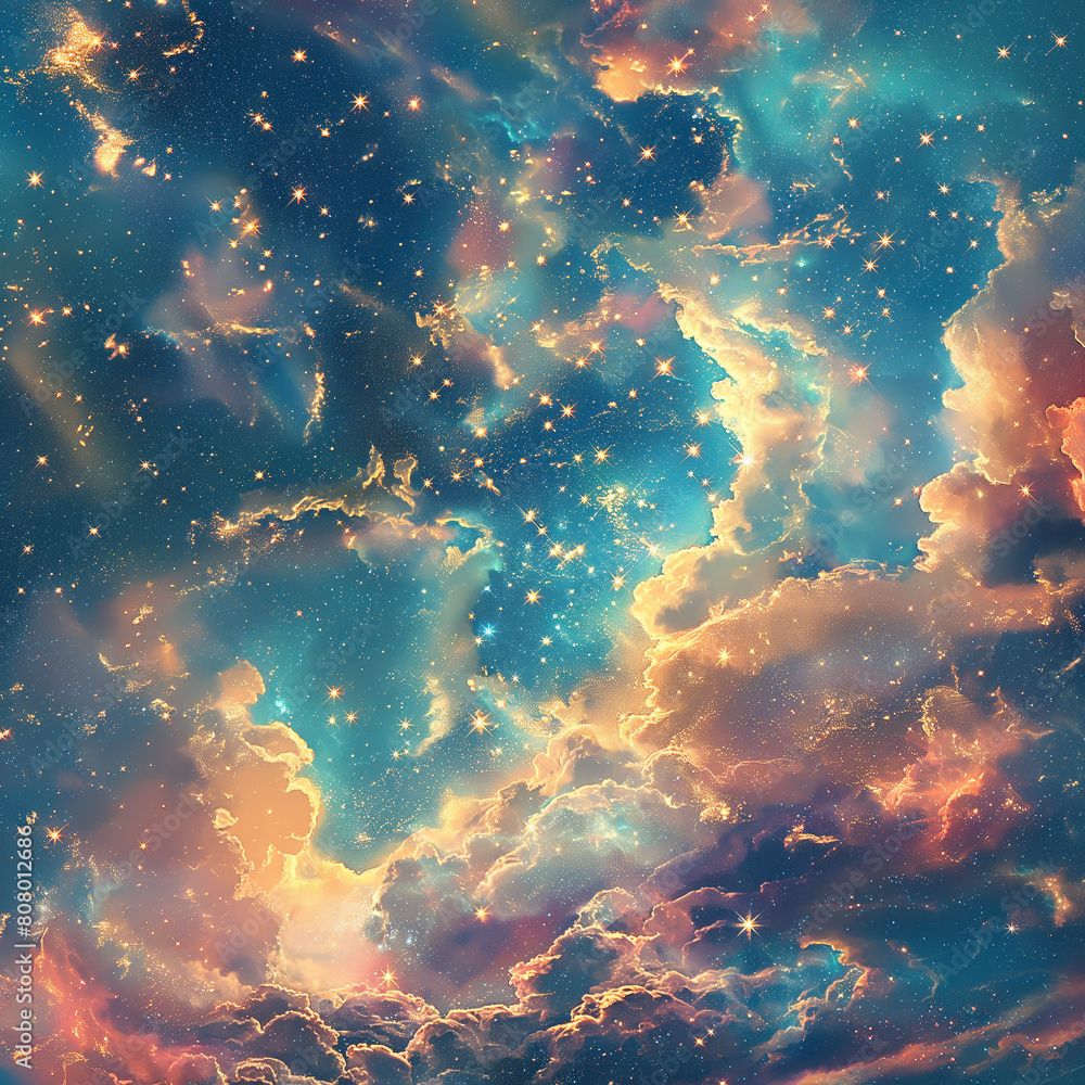 Fototapeta premium A colorful galaxy with orange and blue swirls
