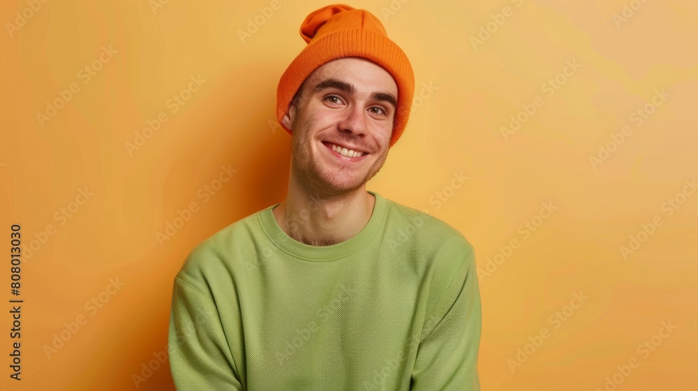 Smiling Man in Orange Beanie