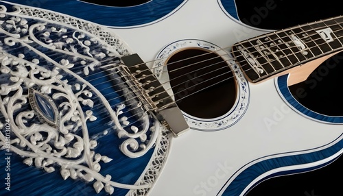 Zoom in on the intricate inlays and fret markers o upscaled_4 photo