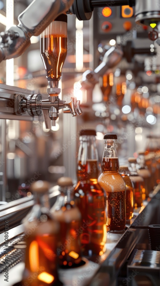 Robots in a brewery bottling beer, fast, efficient production line. Robots in a brewery bottling beer, fast, efficient production line.