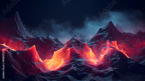 Endless neon mountains landscape abstract graphic poster web page PPT background