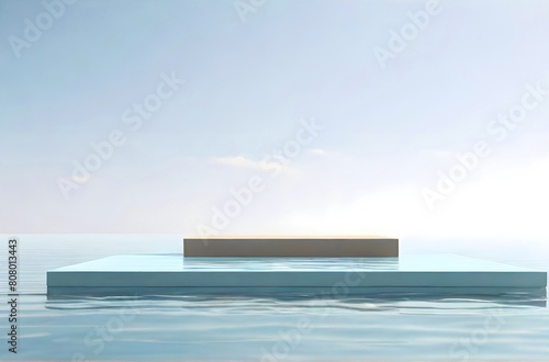Empty studio for product placement background. Podium and abstract backdrop for brand promotion Trendy 3d render for social media banner perfume or cosmetic product show. Geometric shapes interior.