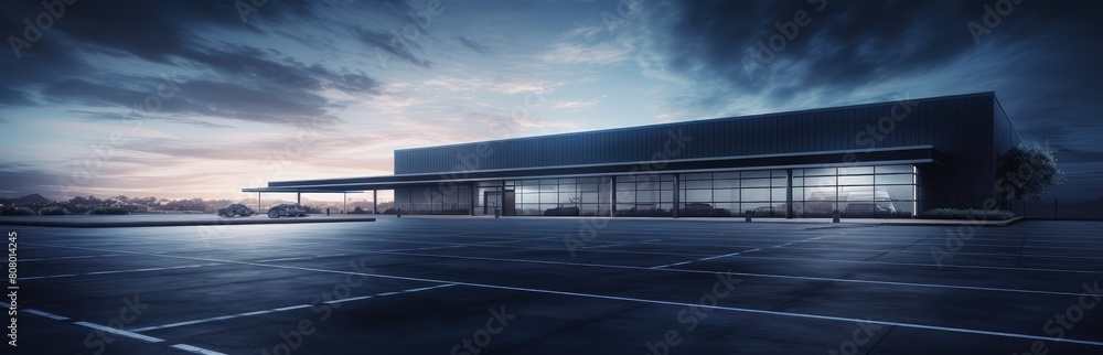 Spacious Modern Commercial Building at Dusk Spacious Modern Commercial Building at Dusk