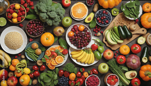  Enhancing mental well-being through a colorful assortment of whole, unprocessed autumn harvest foods rich in vitamins and minerals  photo