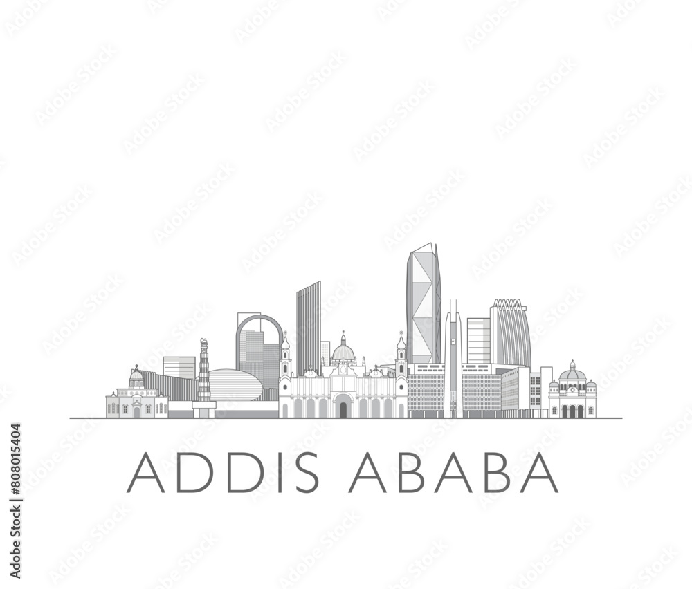 Addis Ababa skyline cityscape line art style vector illustration