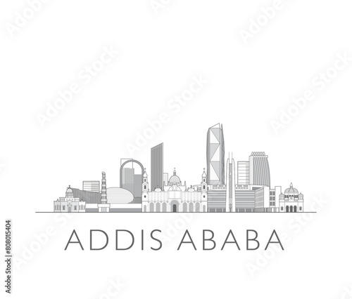 Addis Ababa skyline cityscape line art style vector illustration