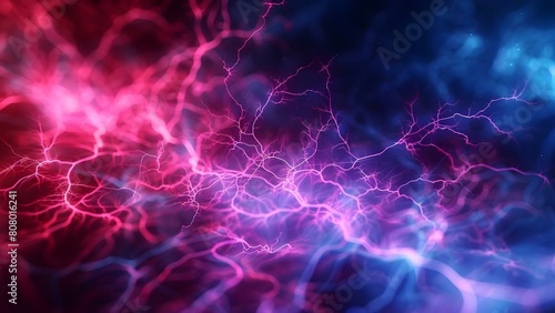 Illuminating the interconnected nature and complex structure of mycelium strands in vibrant fluorescence. Concept Mycelium Fluorescence, Nature's Web, Vibrant Connections, Complex Structure photo