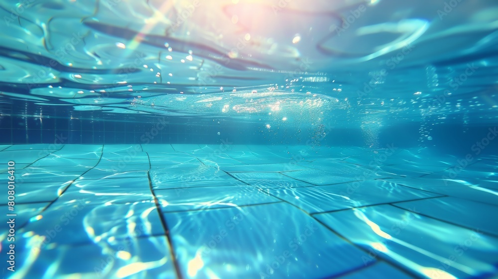 Pool water surface and background with sunlight reflection generative ai