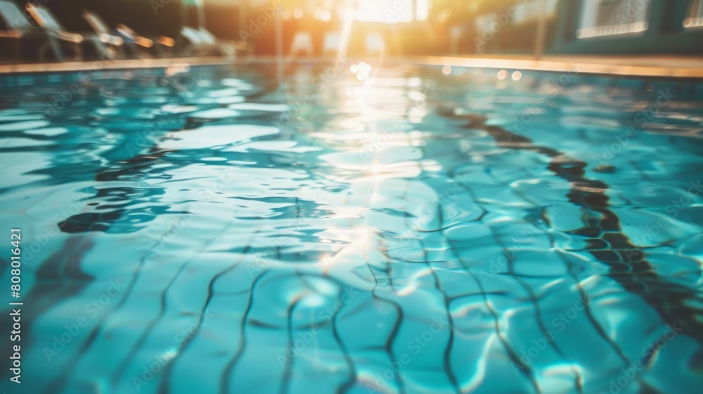 Pool water surface and background with sunlight reflection generative ai Pool water surface and background with sunlight reflection generative ai