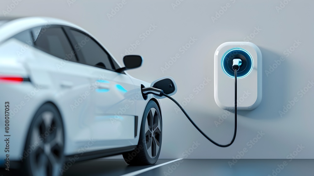 Naklejka premium Sleek Electric Vehicle Charging Station for Sustainable Transportation Solutions
