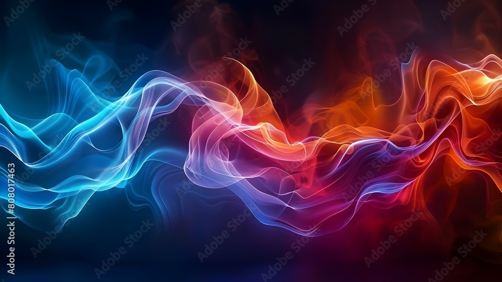 D holographic neon wave on dark background: Perfect for banners or wallpapers. Concept Neon Wave Design, Holographic Effect, Dark Background, Digital Art, Banner/Wallpaper