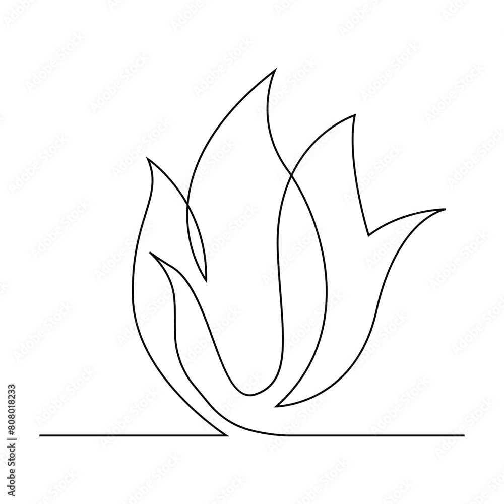 Vector Continuous single line drawing of fire on white background illustration and minimal Vector Continuous single line drawing of fire on white background illustration and minimal