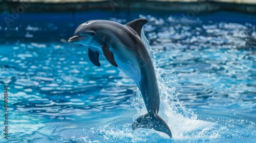A playful dolphin jumping out of the water in a graceful arc  joy of marine life