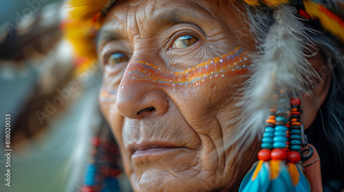 Indian man.There are many American Indian tribes such as the Sioux, Crow, Ute, Passamaquoddy, Pawnee, Maricopa, Blackfeet, and Salish. photo