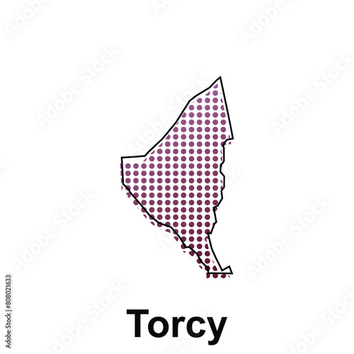 Map of Torcy City with gradient color, dot technology style illustration design template, suitable for your company photo