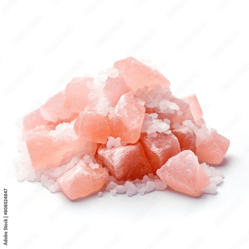 Pink himalayan salt isolated on white background