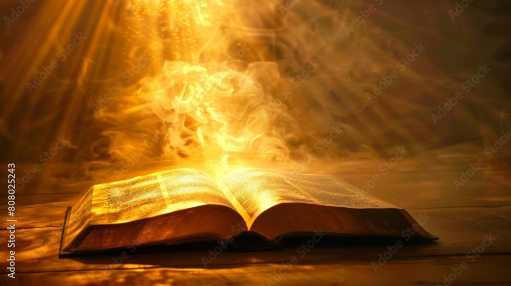 Holy bible with rays of light coming out generative ai Holy bible with rays of light coming out generative ai