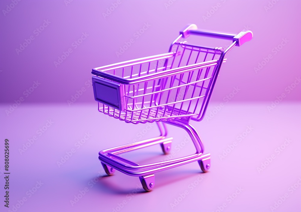 Purple Shopping cart on a purple background. Online E-commerce concept. Purple Shopping cart on a purple background. Online E-commerce concept.