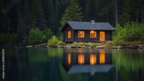 Tranquil Waterside Escape, Wood Cabin Offering Solitude amidst Scenic Wilderness