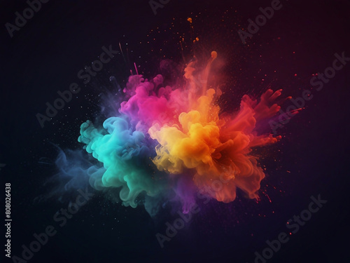 Colorful vibrant glittering fireworks Background with glow smoke and confetti banner ai generative © Desinger