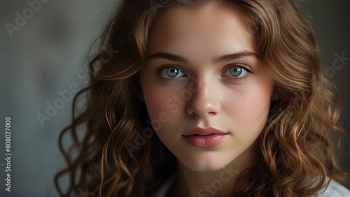 Timeless Beauty: Portrait of a Stunning 19-Year-Old Woman with Captivating Features.
