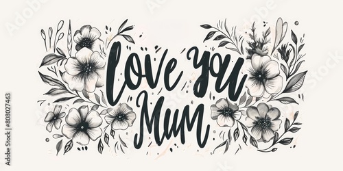 calligraphy love mum mother's day card concept, ai photo