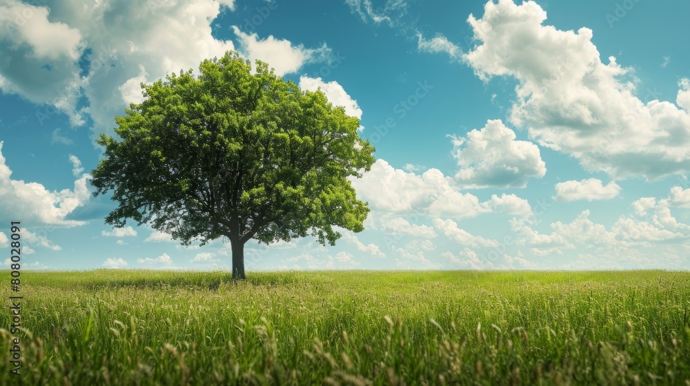 Kahler Baum in Trockeneheit und Gruner Herzbaum in Wiese generative ai Kahler Baum in Trockeneheit und Gruner Herzbaum in Wiese generative ai